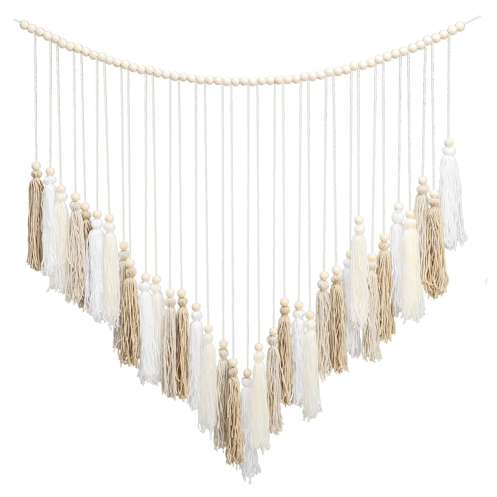 Luxbrand Macrame Wall Hanging Cream and Beige, Boho Bedroom décor, Large Tassel Bohemian Wall Décor for Living Room Girls Room Dorm Room Nursery Decoration, 41" W x 32" H