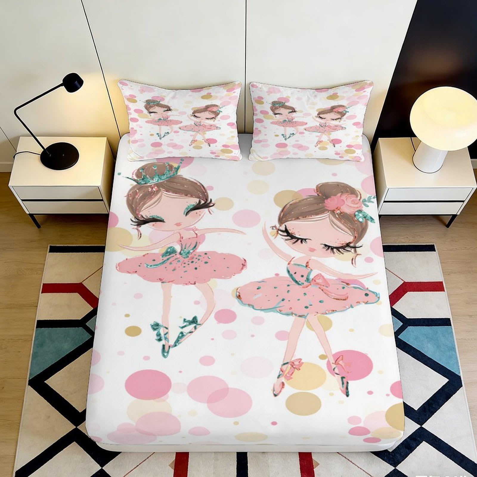Pnayamiorkfel Girls Style-3 3D Printed Ballerina Dance Fitted Sheet Microfiber Soft Pink Bedroom Decor Ballet Mattress Cover For Home Dorm 90X200x25cm