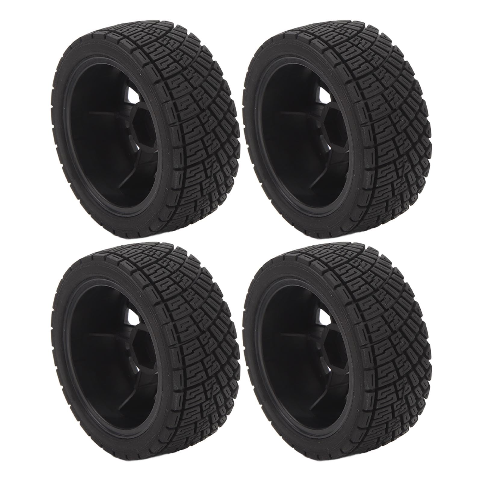 4 Jantes/Pneus En Plastique Pour Voiture RC 1/10 TT-02B 104001 - Pièces De Rechange Ou Upgrade, Noir - 7