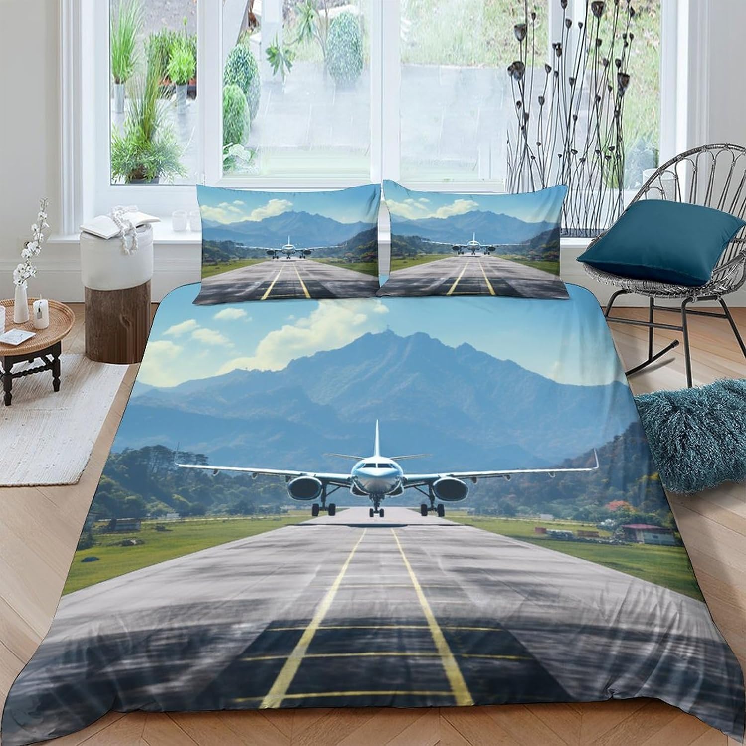 Parure de lit avion en microfibre douce et thermorégulatrice 260X230