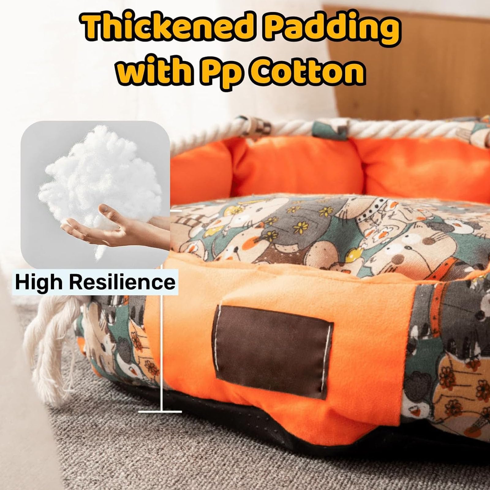 Lindo Sofá Cama para Mascotas, Estético, Suave, Redondo, con Forma De Donut para Gatos De Interior Y Perros Pequeños, Acogedor, Lavable, Antideslizante, Cálido, para Mayor Comodidad,Marrón,M