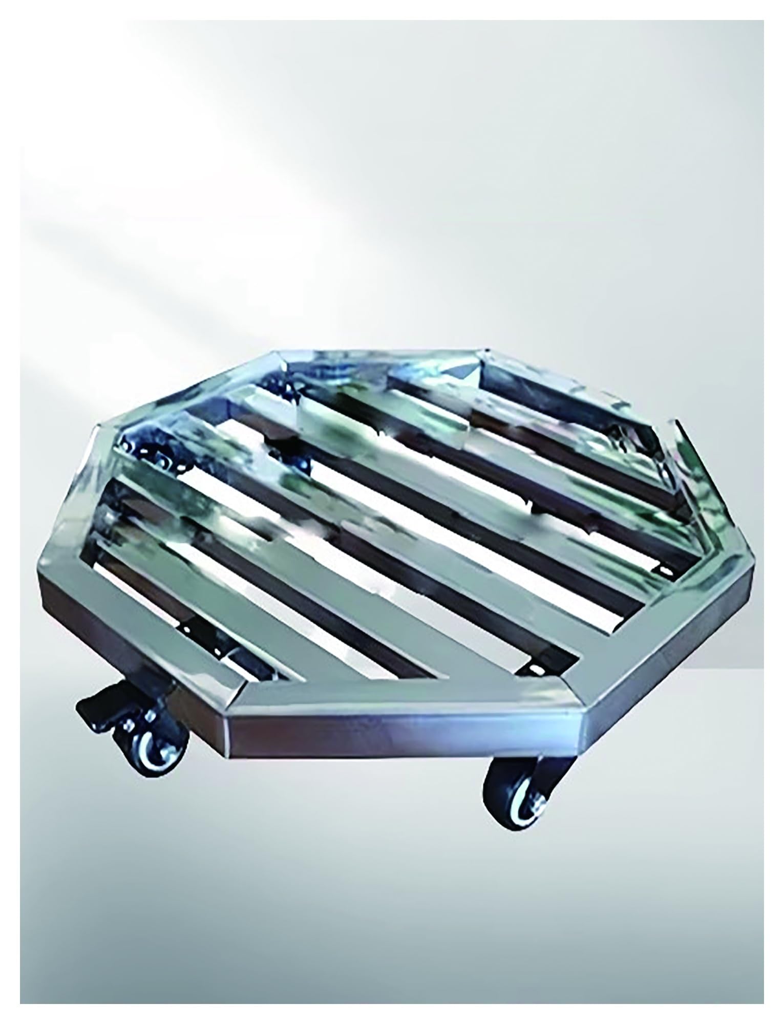 DFGHNBVC Stainless Steel Plant Caddy, Movable Plant Flower Pot Tray, Metal Plant Pot Roller Stand With Wheels, Planter Trolley Saucer Moving Tray,30Cm/11.8In