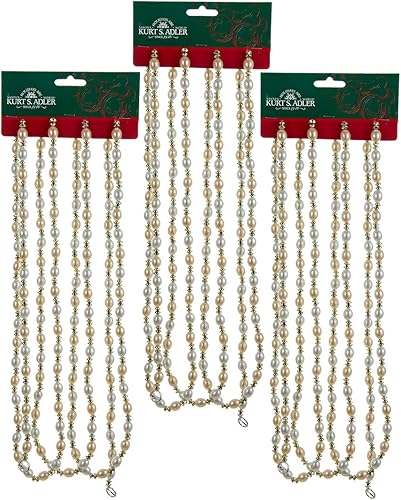 Guirnalda de cuentas de marfil y oro de 9 pies