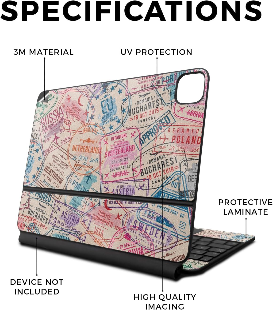 Glossy Glitter Skin Compatible with Apple Magic Keyboard for iPad Pro 13‑inch (M4) 2024 - Ive Been Everywhere - 3M Vinyl Protective Decal Cover - Easy to Apply | Crafted in The USA by MightySkins