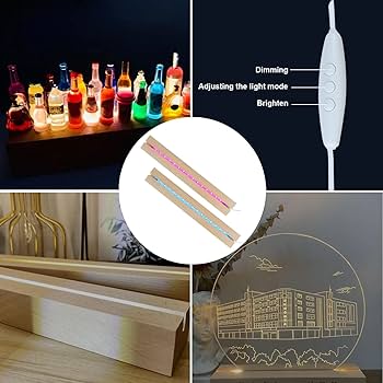 Amazon.co.jp : 2個 発光ベース 木製 LEDライトベース アクリル