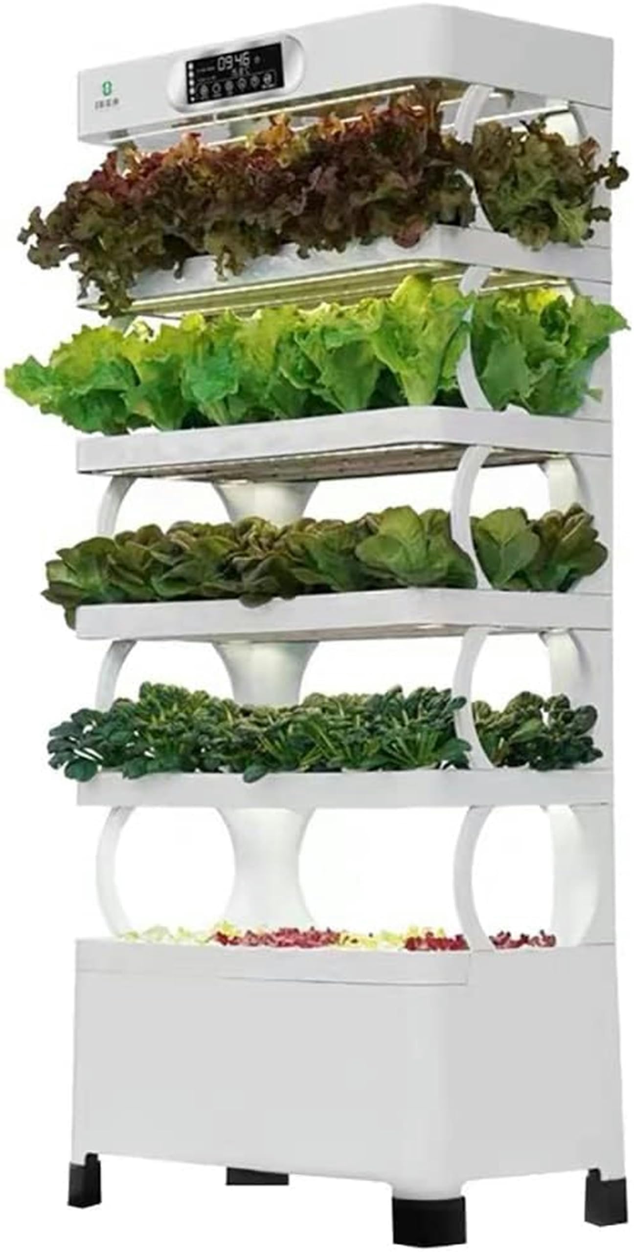 AMNOOL Hydroponics Tower, Plants Vertical Hydroponics Grow Kits, 5-layer Indoor Gardening Greenhouse with LED Lights 85 Holes PVC Vegetables Plant Growing Systems, for Herbs, Fruits and V