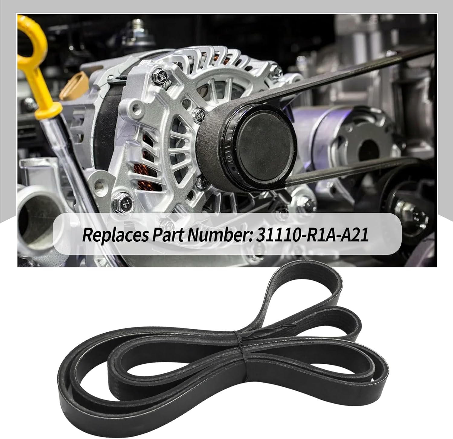 Hoypeyfiy 31110-R1A-A21 Alternator Belt, Replacement for Honda Civic Ngv 2012 2013 2014, Replaces 31110-R1A-A21