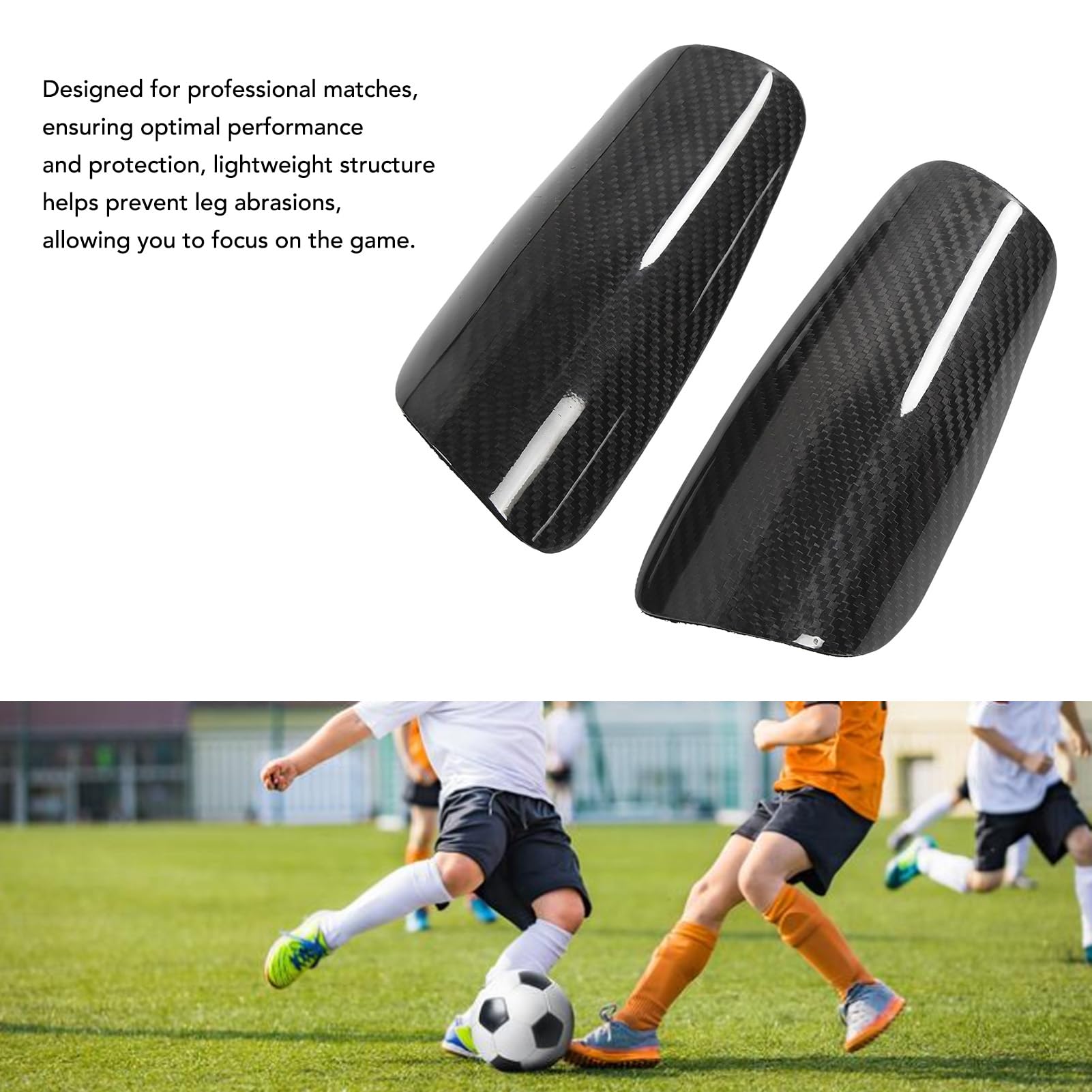 Calcio Shin Guards Fibra di carbonio Shin Antive Impact Shin con ammortizzazione per i giochi di calcio per bambini Le partite professionali includono la borsa di stoccaggio