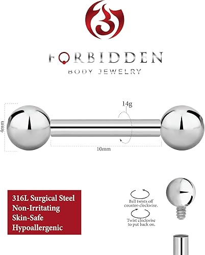 Miniatura 2 de Piercing de titanio recto de 049oz a 056oz se vende individualmente