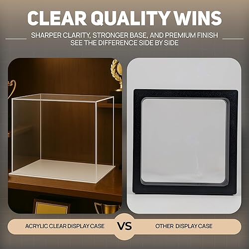 Vista 132 de Better Display Cases Versátil vitrina de acrílico transparente - Caja rectangular grande con base blanca 18" x 12" x 3" (BK09)
