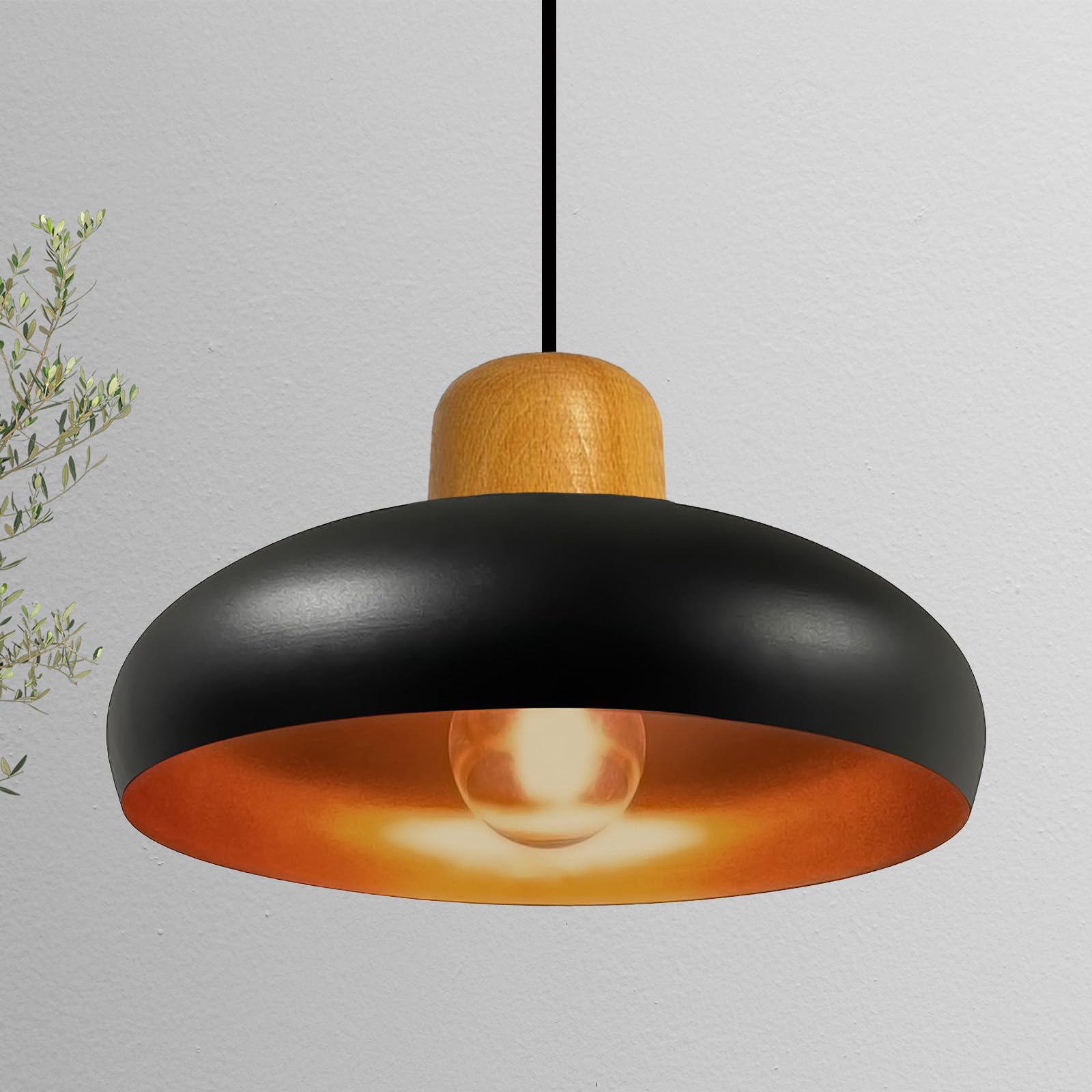 bamyum Androa Industrial Ceiling Light Ø40 cm Metal Ceiling Lamp Lighting Fixture Mid Century Modern Lamp Modern Chandeliers Vintage Light, Black and Copper Colour — image 1