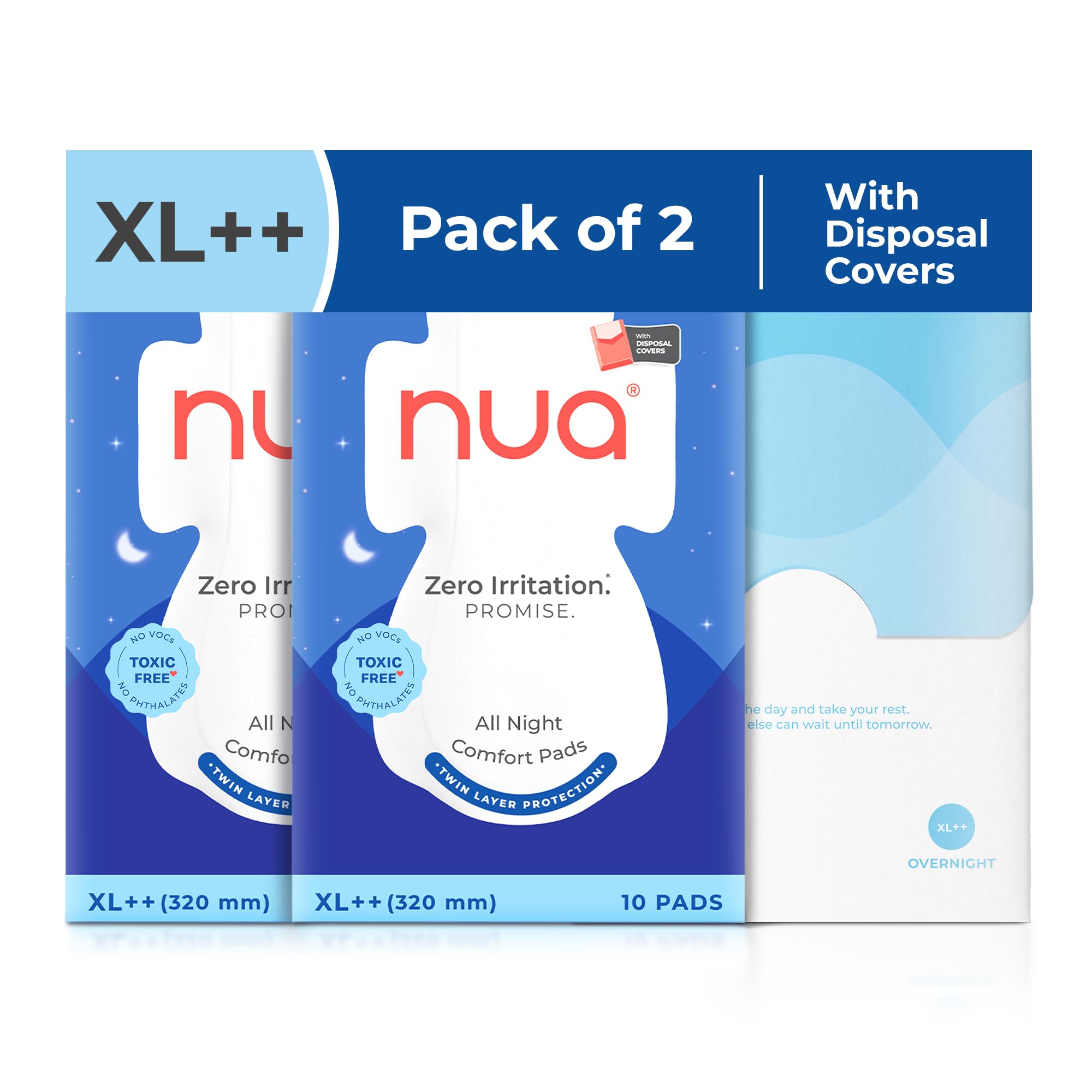 Nua All Night Comfort Sanitary Pads | Pack of 20 (XL++ 320mm) | Twin Layer Protection | 50% Wider Back and Anti Stain Wings | Upto 10 Hours of Absorption | Super Soft and Breathable | No Rashes | 100% Toxic-Free-image-25