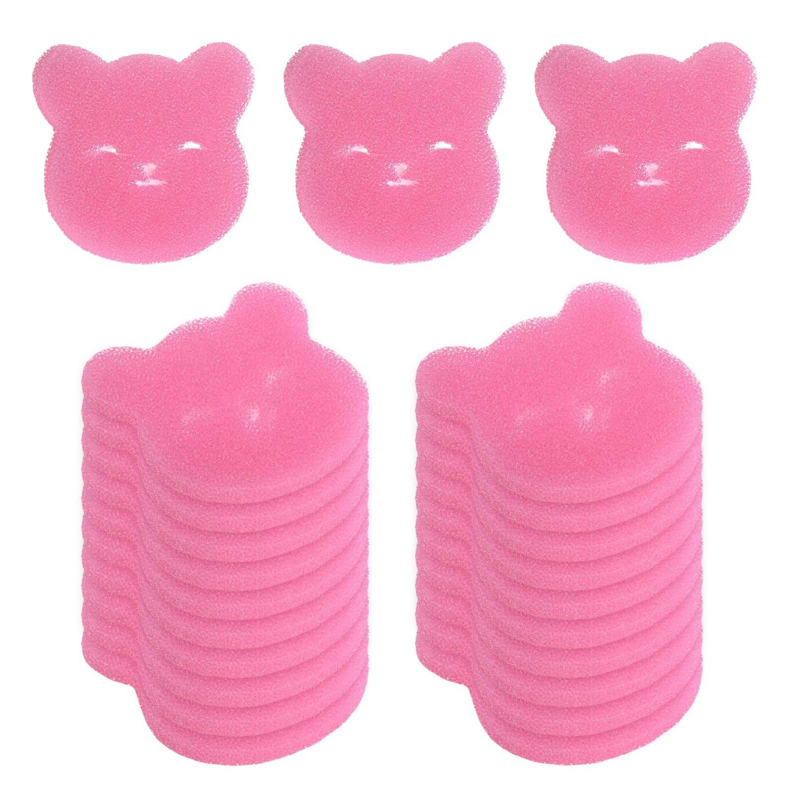 M METERXITY 40-Pack Hot Tub Scum Absorber, 12x12 Cm/4.7x4.7 Inch Sponge Little Bear Pattern Scum Balls for Spa, Bathtub and Swimming Pool to Soak Up Oils Bathtub Accessories [Pink]