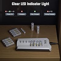 Vista 8 de EBL Baterías recargables Ni-MH AA de 2800 mAh (paquete de 8) y cargador de batería AA AAA recargable con 2 puertos de carga USB