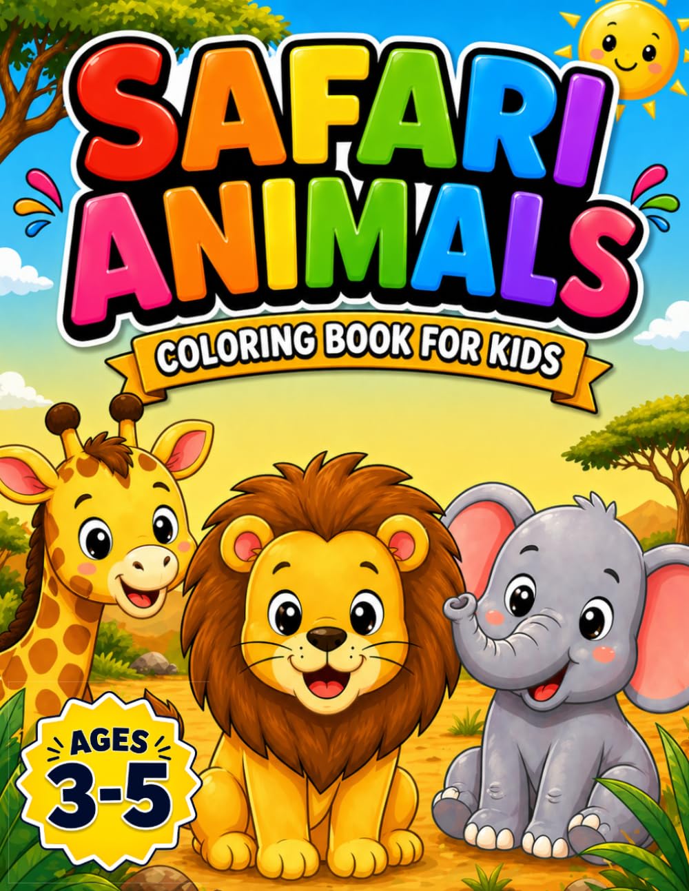 Safari Animals Coloring Book for Kids Ages 3–5 | Easy and Cute Coloring Pages for Toddlers: Simple Safari Animals for Little Hands | Fun and Easy Coloring Book for Preschool Kids