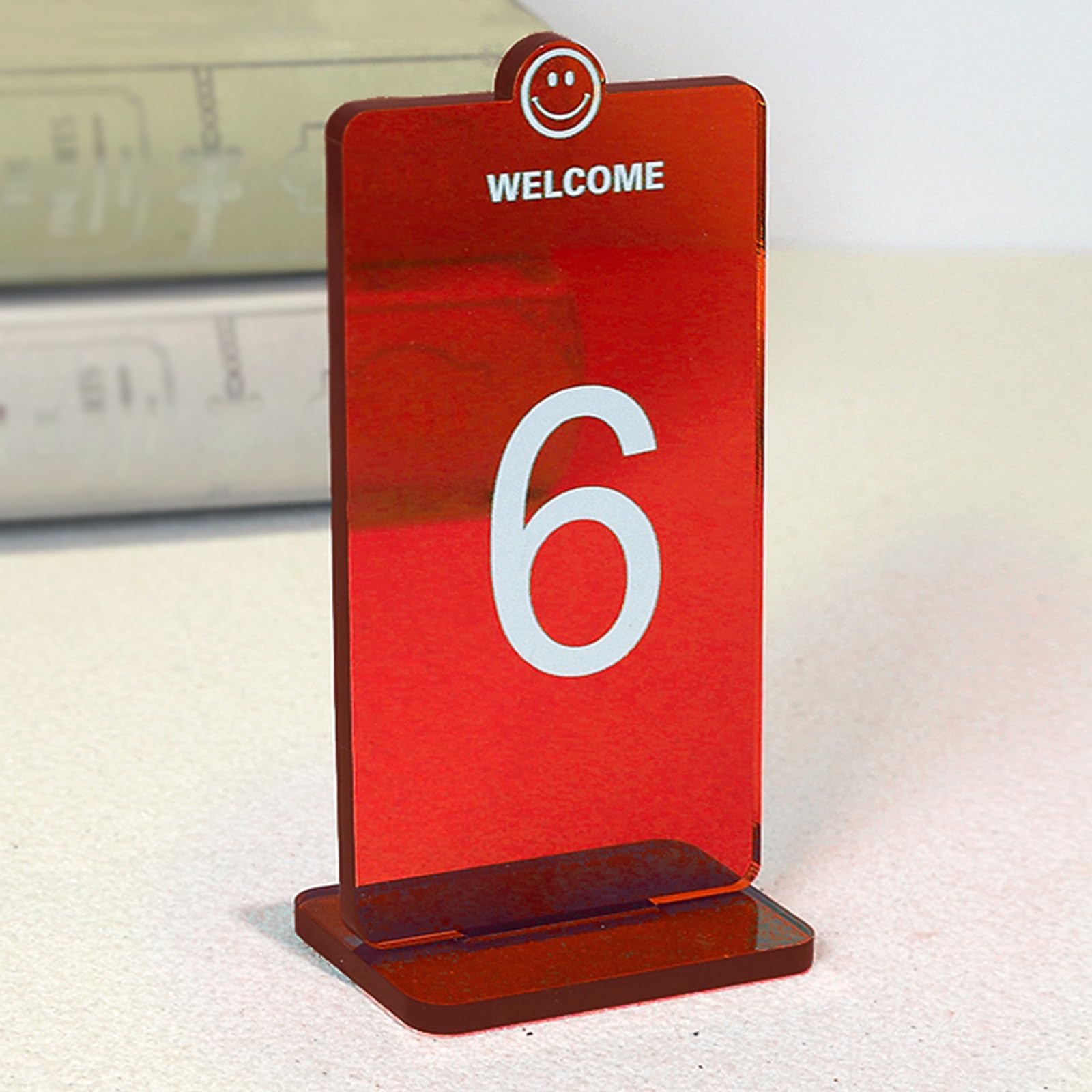 Soporte para Números de Mesa Acrílico para Restaurantes, 6 Juegos Números de Mesa, 5cm de Grosor para Cafeterías, Comedores, Bautismo, Comunión, Carteles de Mesa de Fiesta(Red,37-42)
