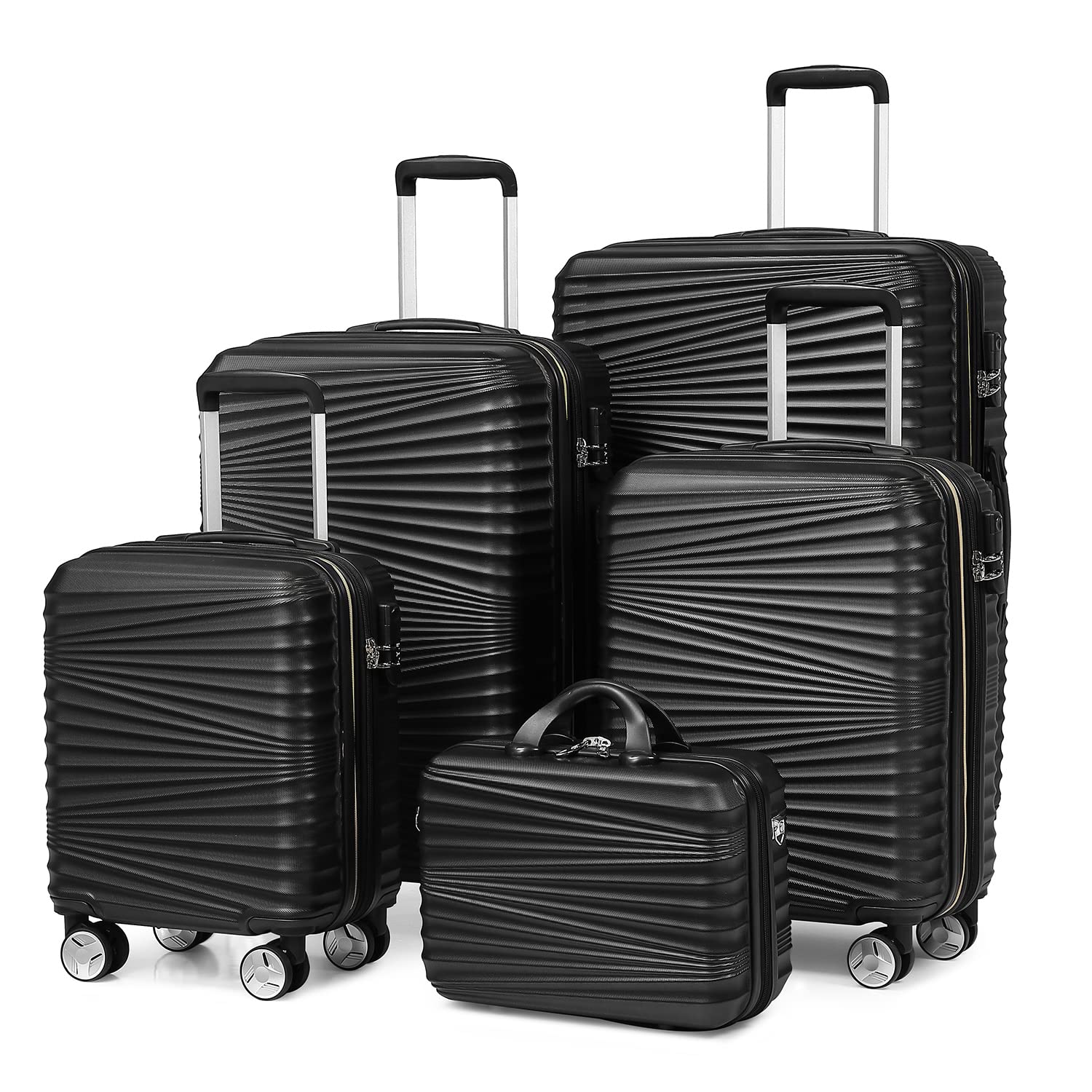 LEAVES KING Luggage 5 Piece Sets, Hard Shell Luggage Set Expandable