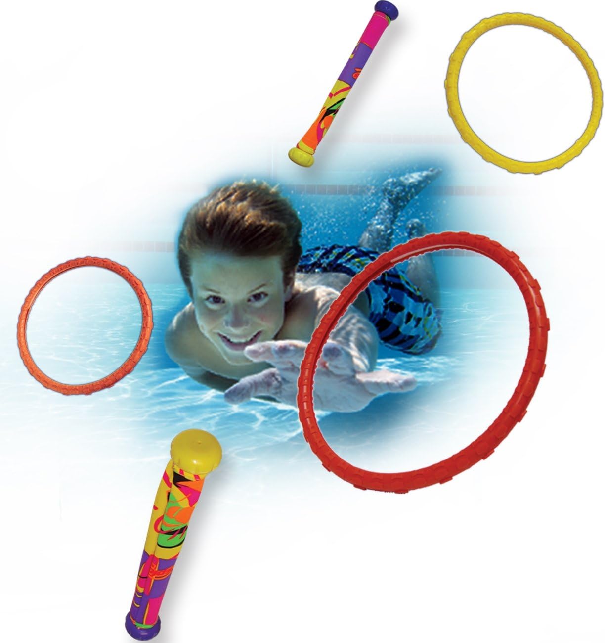 Prime Time Toys Splash Bombs® 12 Dizzy Dive Sticks and 12 Dive Rings - 24 Piece Dive Set : Toys & Games