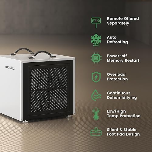 Miniatura 7 de Waykar Deshumidificador comercial de 158 pintas con bomba y manguera de drenaje para espacios de arrastre, sótanos, uso industrial por conductos y