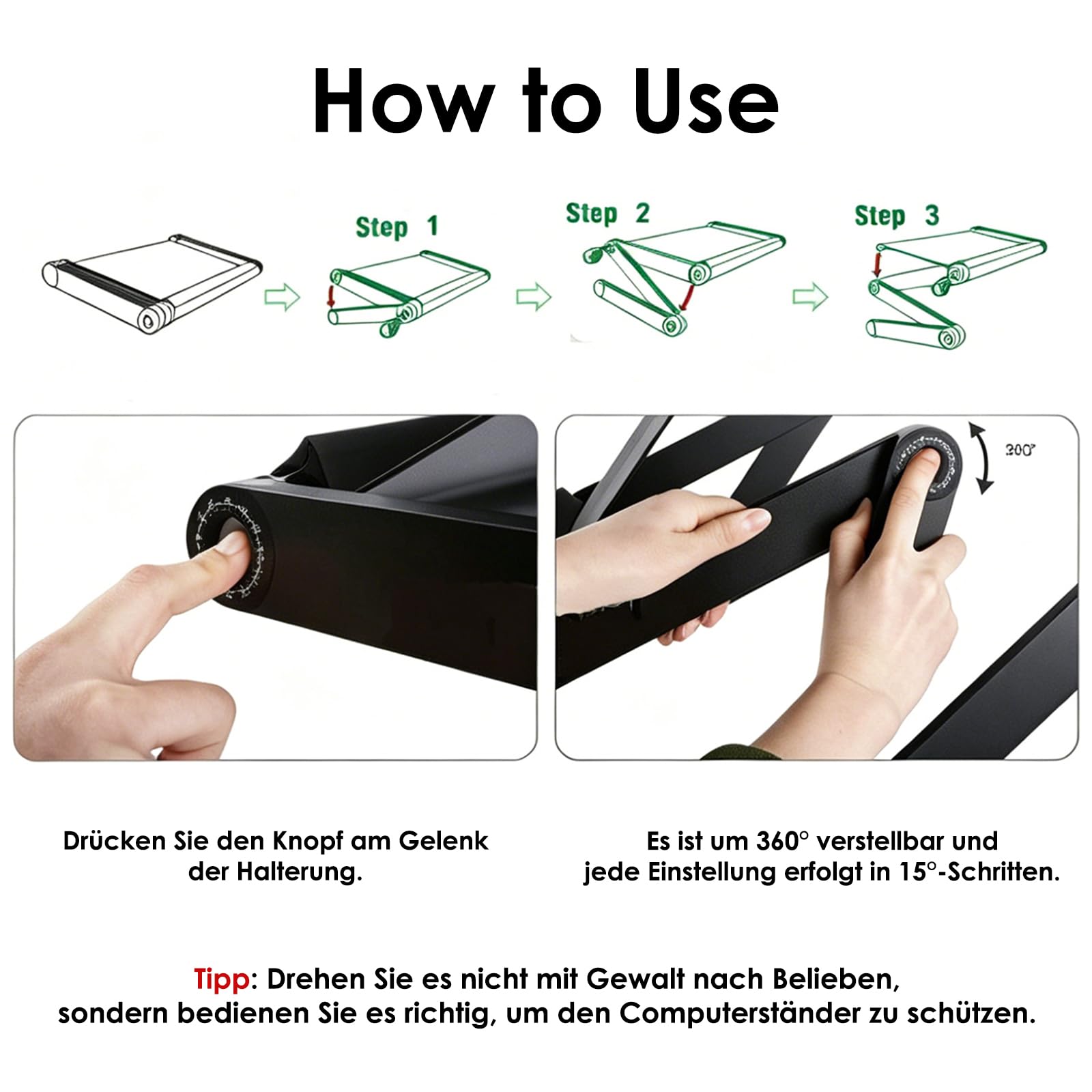 Ideal Swan Stojak na laptop, z regulacją wysokości, składany stolik pod notebooka, półka na mysz, do MacBook, Dell, Lenovo, Samsung, Acer