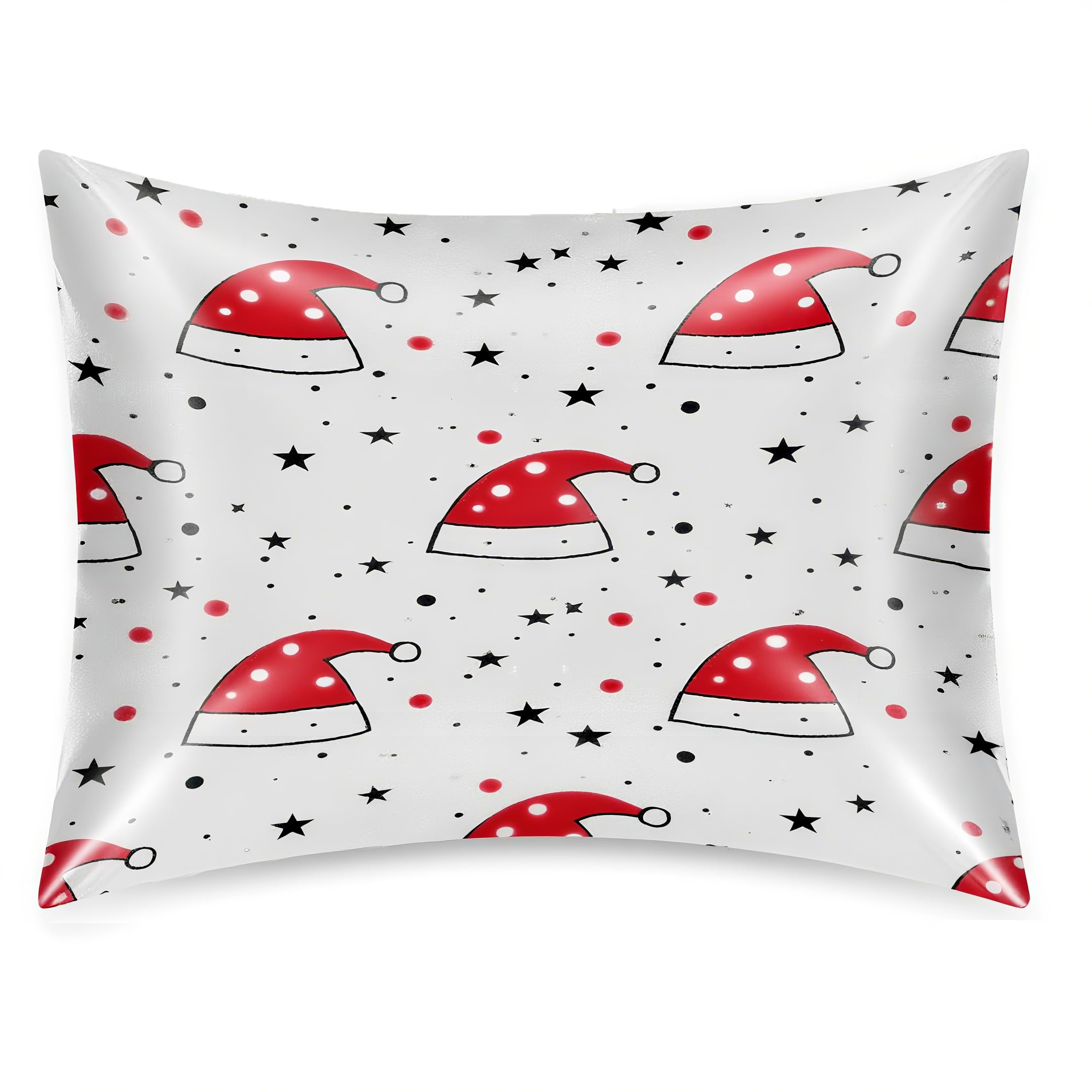 YGPARK Abstract Christmas Hat Satin Pillowcase for Hair and Skin Similar to Silk Pillowcase 20 x 26 Inches
