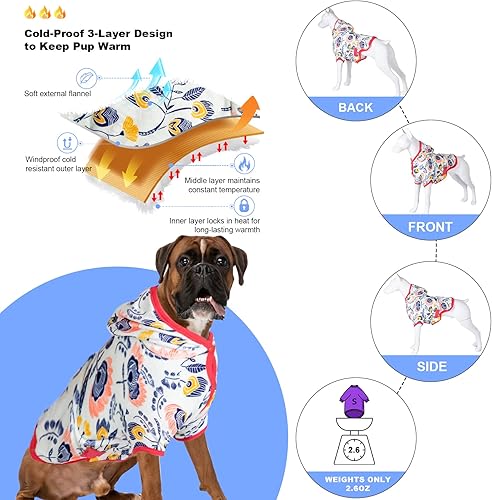 Miniatura 3 de LovinPet Sudaderas con capucha para perro grande - Suéter de temperatura de bloqueo para cachorros tela ligera actualizada con estampado colorido