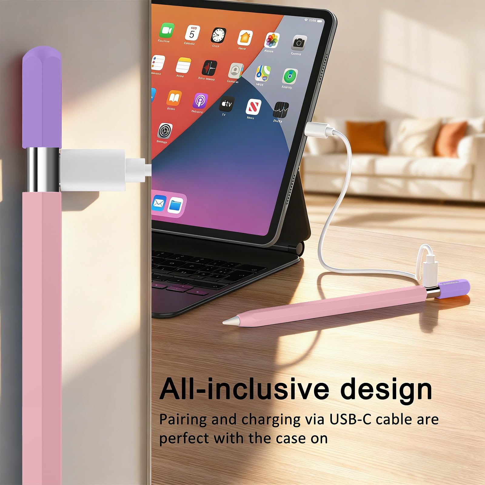 Tobfit Silicone Case for Apple Pencil (USB-C) 2023, Ultra Thin Proteative Cover Soft Skin Anti-Slip Pencil Grip Holder Compatible with Apple Pencil 3rd Generation Pink — Amazon image 6