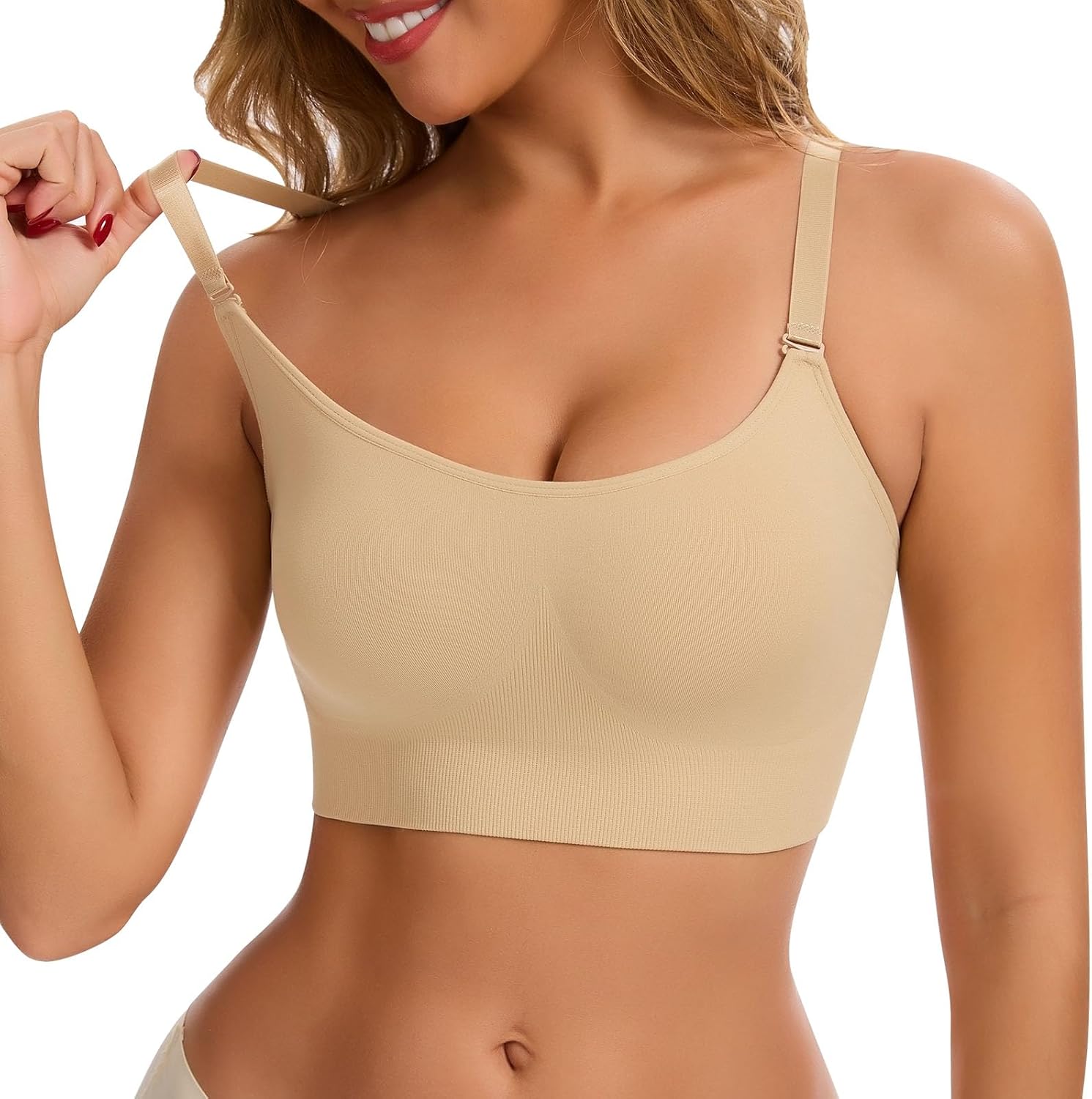 JOYSHPER Womens Wireless Bralettes Cami Bras Invisible No Underwire No Padding Bra Adjustable Soft Everyday Bras