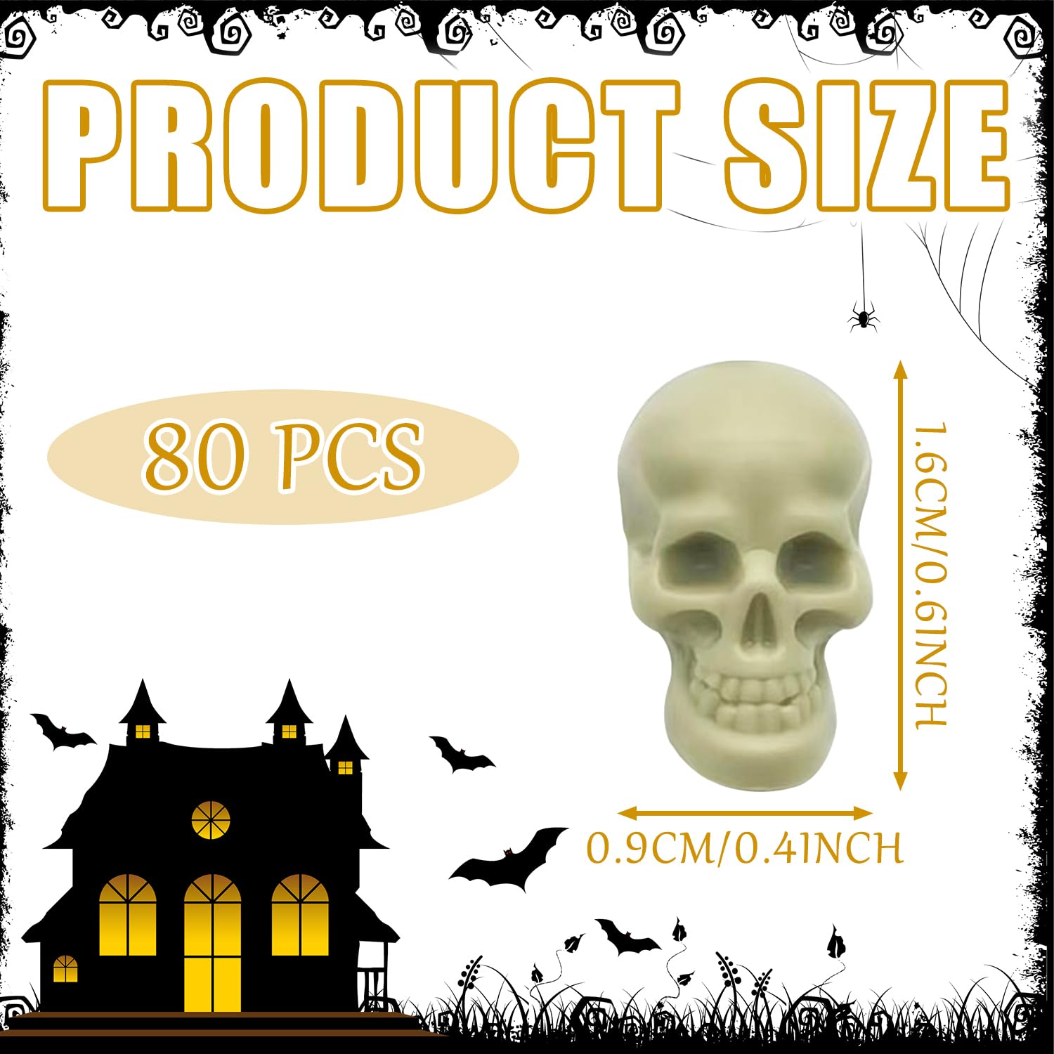 80 Mini Têtes De Mort En Plastique - Décor Halloween Réaliste - 1,6 Cm - Pour Maison, Table, Terrarium, Farce