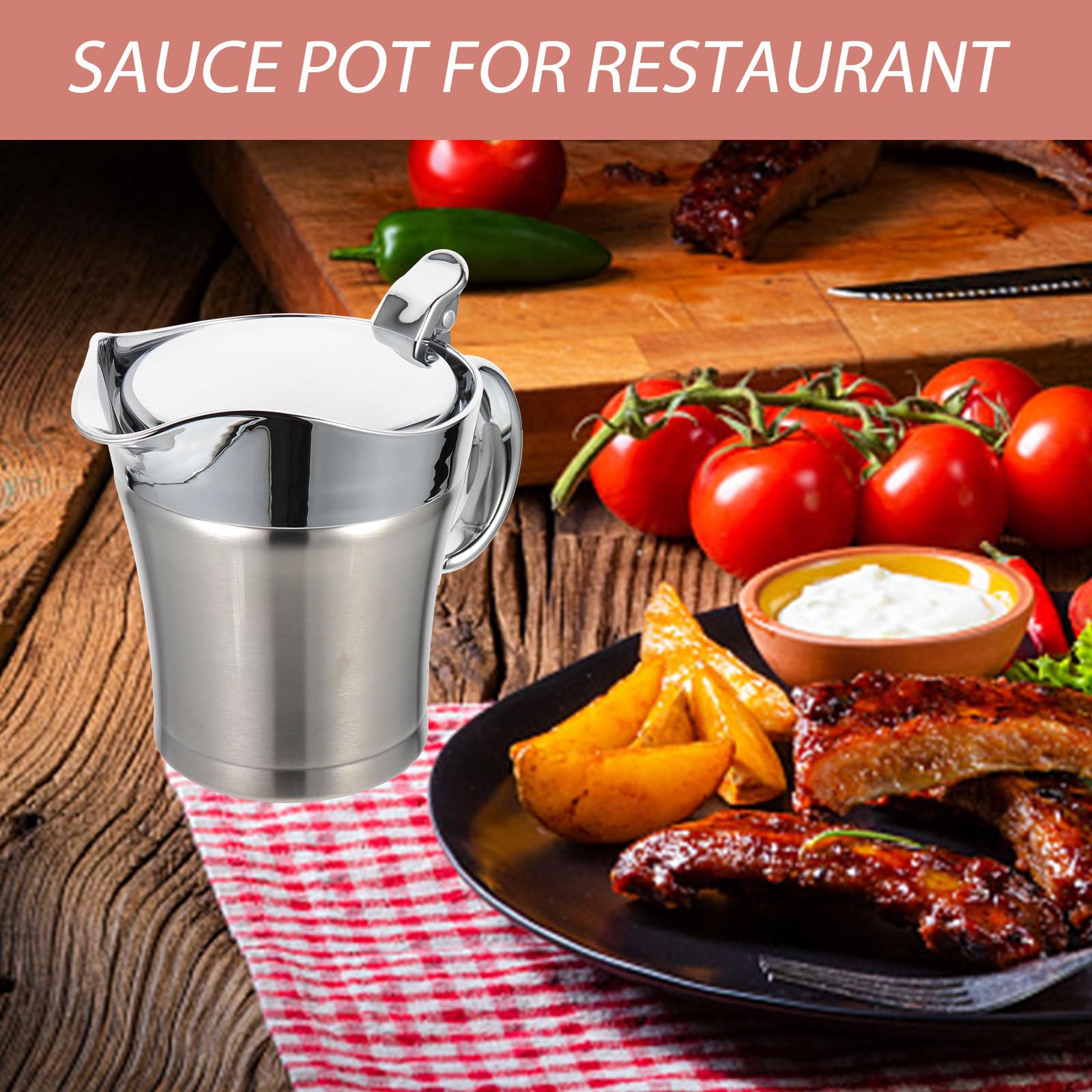 Dispensador sin Salsa de Inoxidable Vertedor de Acero en 500ml Goteo y Diseño Simple Servir para Cocina y Restaurante
