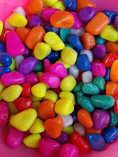 Green Fills Multi-Color Mixed Decorative Stones & Pebbles Colour for Garden Vase Fillers Aquarium Table Decor Fountain Decoration (5 KG)