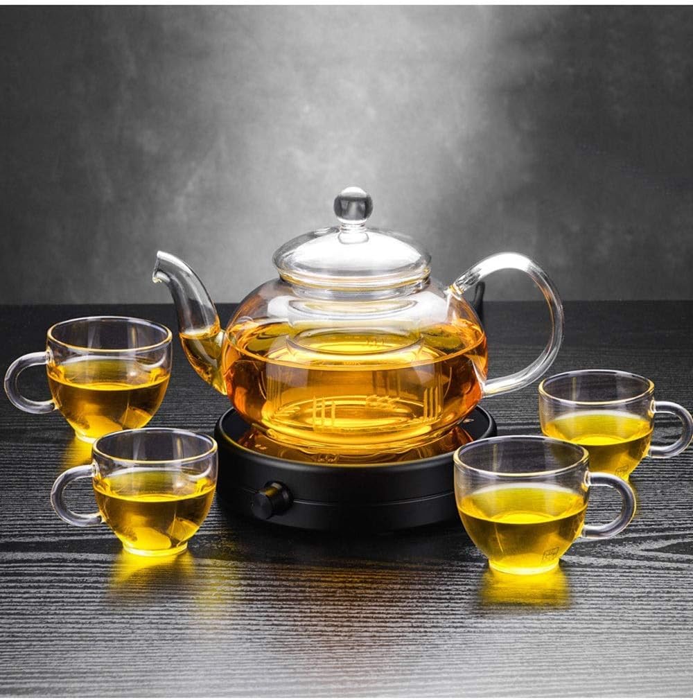 Tea Pots 5 Piece Japanese Sake Set Ceramic Sake Cup Set Underglaze Hand Painting Flower for Cold/Warm/Shochu/Tea Best Gift for Family and Friends