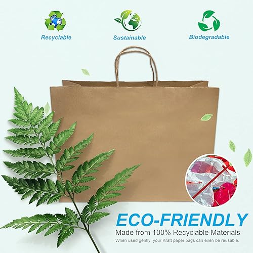 Miniatura 6 de vogue - Bolsas de papel kraft de 16 x 6 x 12 pulgadas con asas trenzadas (50)