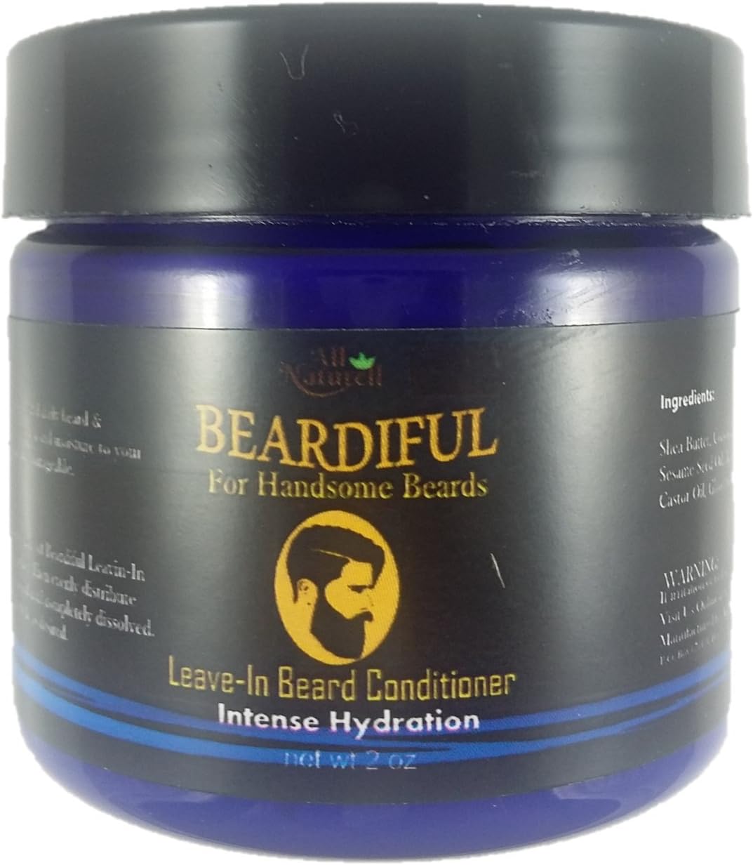 Beardiful Intense Hydration Leave-in Beard Conditioner Daily Beard Moisturizer with Shea Butter - Argan Oil - Vitamin E - Made with Natural Ingredients - The Best Beard Care Conditioner Relaxer