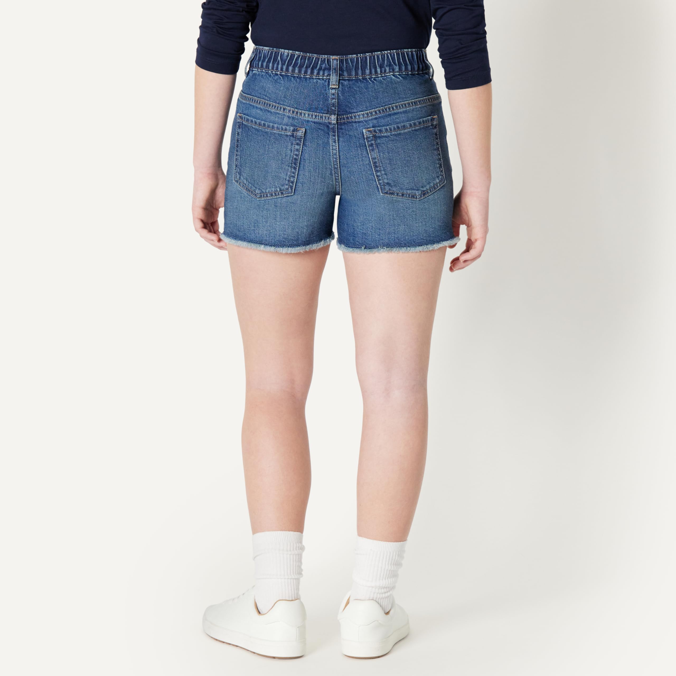 Amazon Essentials Short En Denim Découpé Moyennement Extensible, Taille Mi-Haute Fille