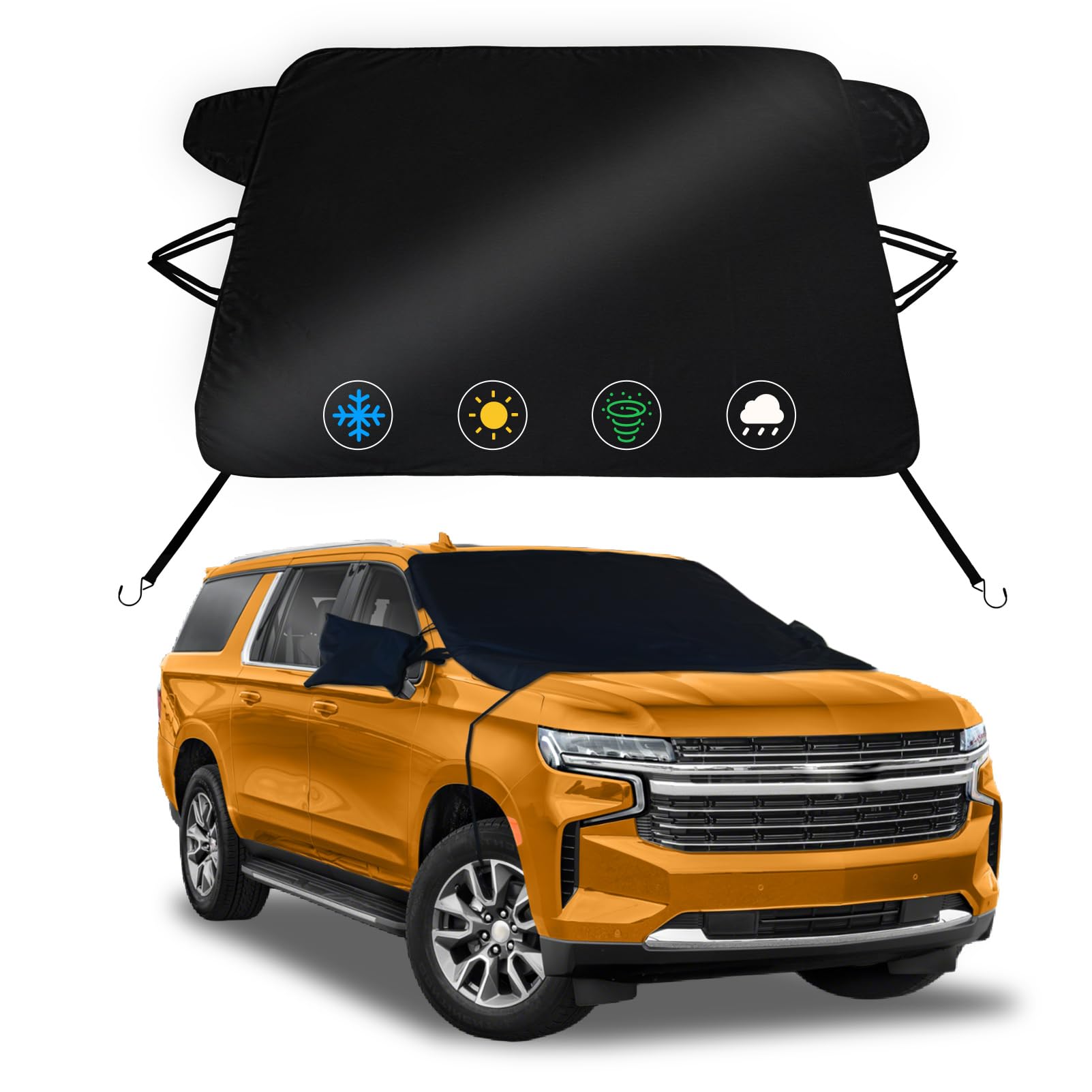 Windshield Cover for Ice and Snow for 2019-2026 Chevrolet Chevy Suburban, 2-Layer Oxford Fabric Front Windshield Cover Winter Car Accessories Freeze Protection from Snow, Ice &amp;Frost (71"x47")