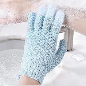 Luvas de banho pacote com 2 luvas de banho para spa unissex para remoção de pele morta para banho e sauna (azul)