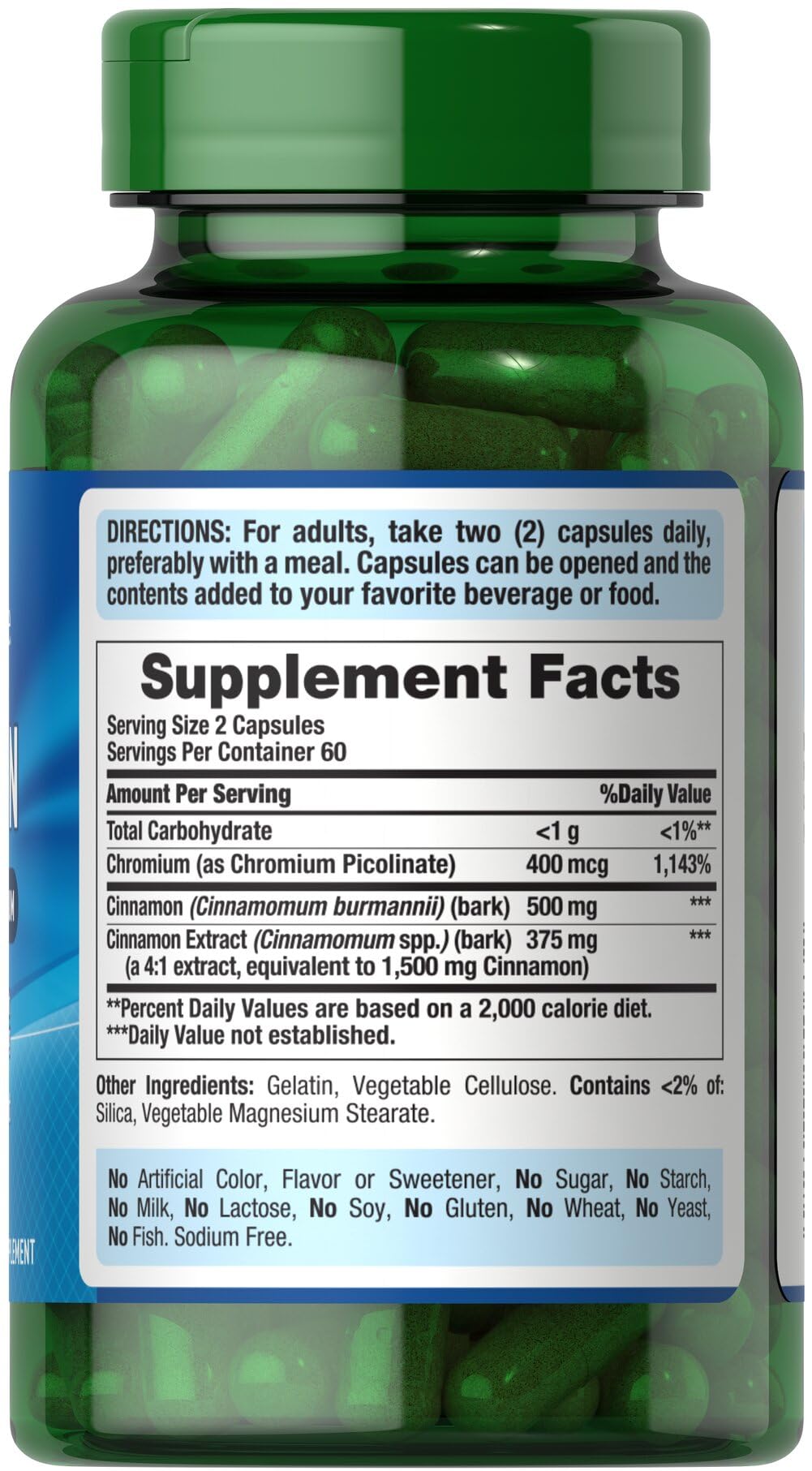 Puritan's Pride Cinnamon 875 mg with High Potency Chromium, 120 Capsules — Amazon image 4