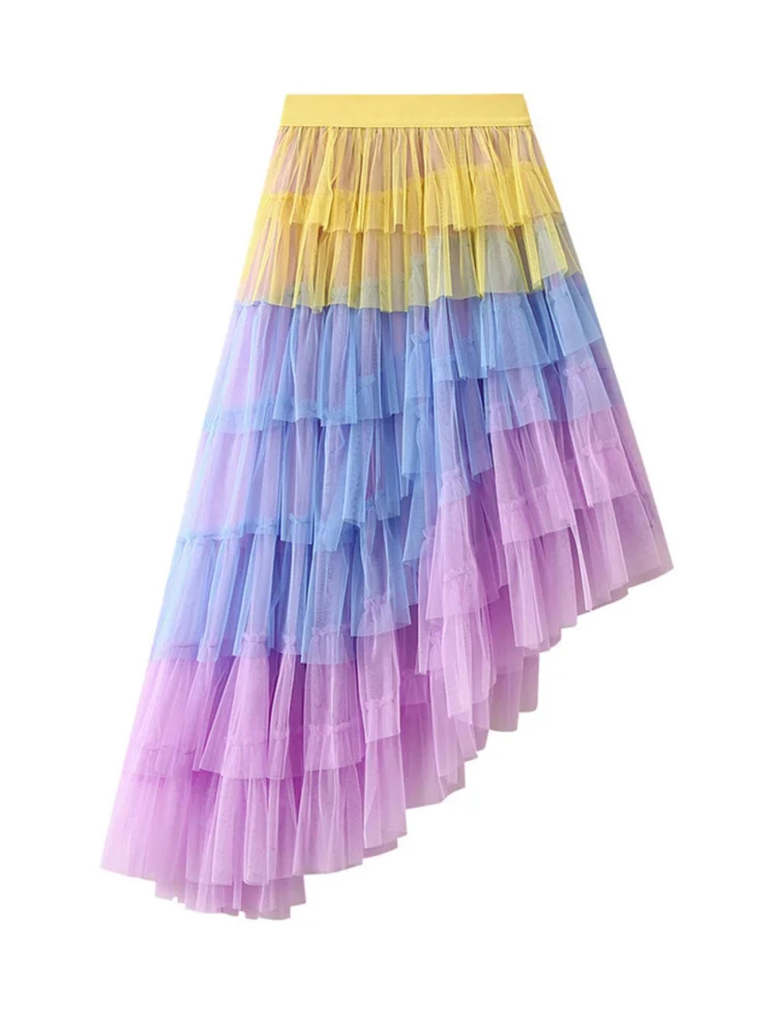 Hübscher Rock Bleistiftrock Damen Damen-Tüll-Geschichtter Langer Maxi Rock Elastisch Hohe Taille Asymmetrische Mesh-Feen-Party Röcke