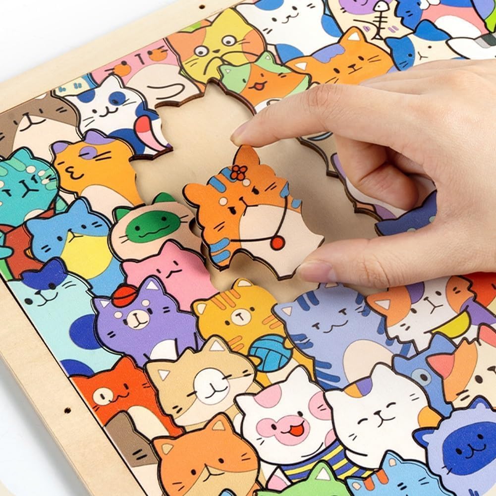 Wooden Coloring Puzzle - Dogs, DIY Wooden Cat Dog Puzzle Frame, 3D Creative Wood Puzzle Photo Frame, Hand-Painted Building Block Puzzles, for Artwork Paint Create Display (Dog-12Color Pens)