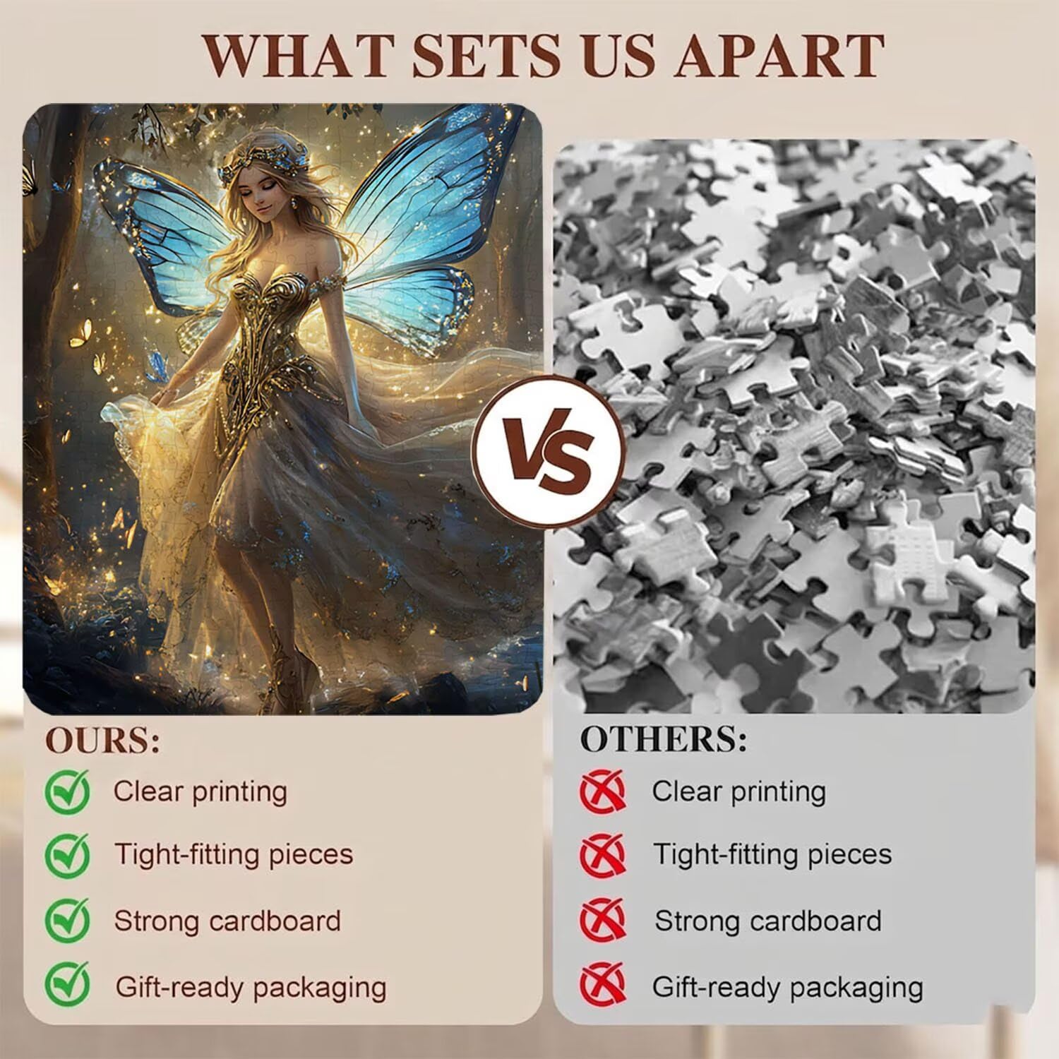 Kobieta skrzydło Puzzle 1000 sztuk, drewniana rodzinna gra planszowa - Puzzle dla dorosłych dla całej rodziny, puzzle edukacyjne DIY i antystresowe - zawiera plakat referencyjny, 75 x 50 cm f0-815