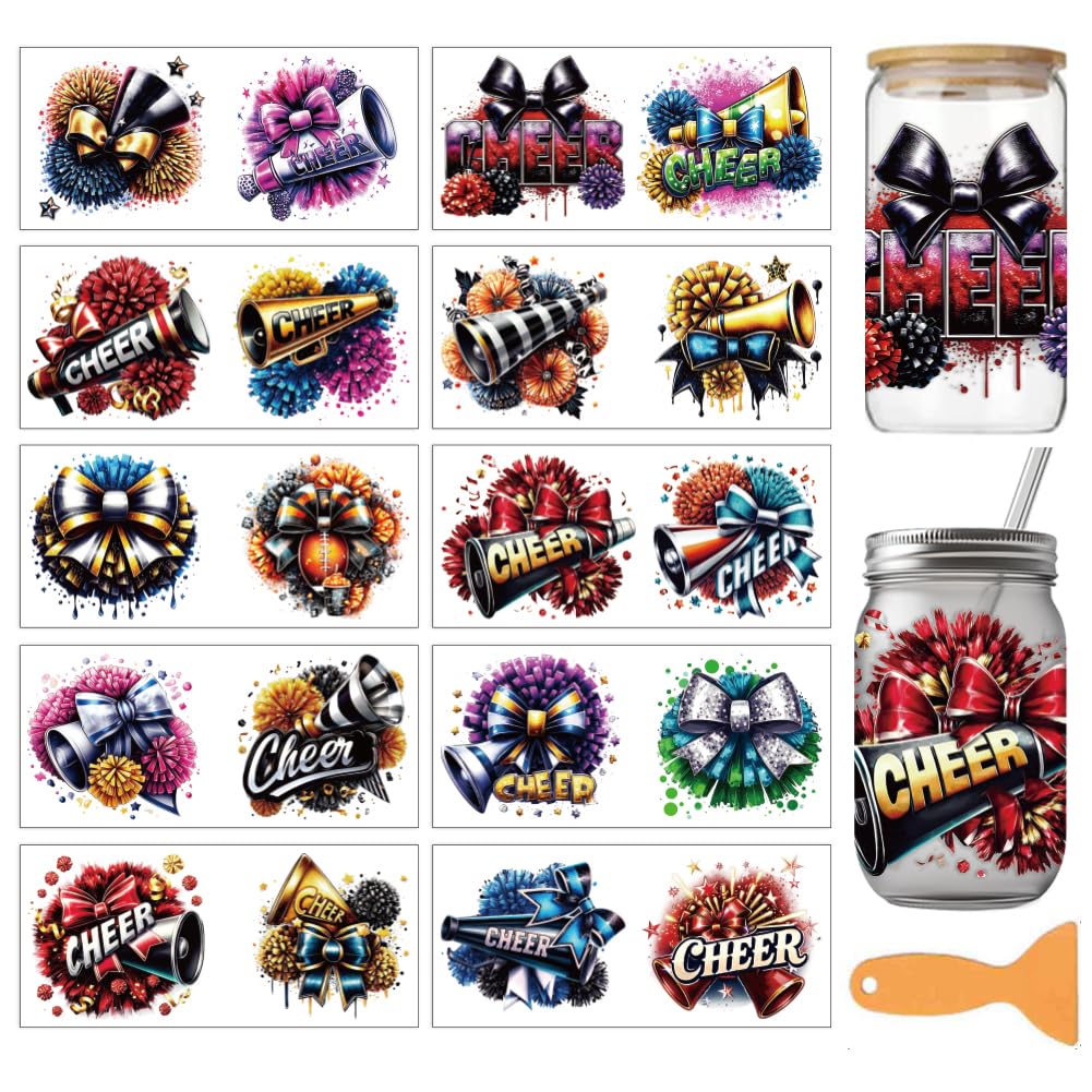 arricraft 10 Sheets Cheerleaders Theme UV DTF Cup Wrap Stickers