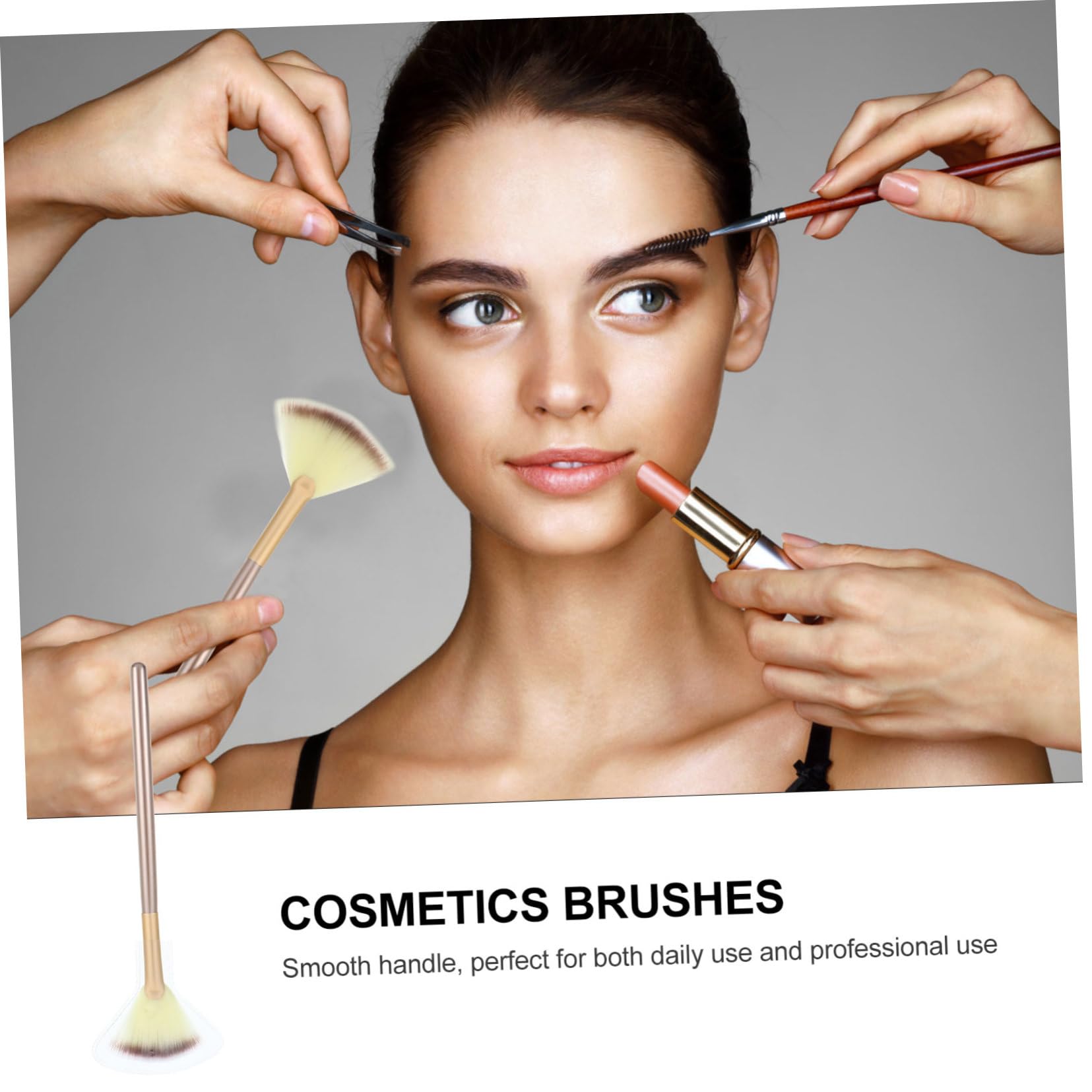 Beavorty 27piezas Pinceles De Maquillaje Forma De Abanico Cepillo Para Iluminador y Rubor Herramientas De Maquillaje Suaves y Fáciles De Limpiar