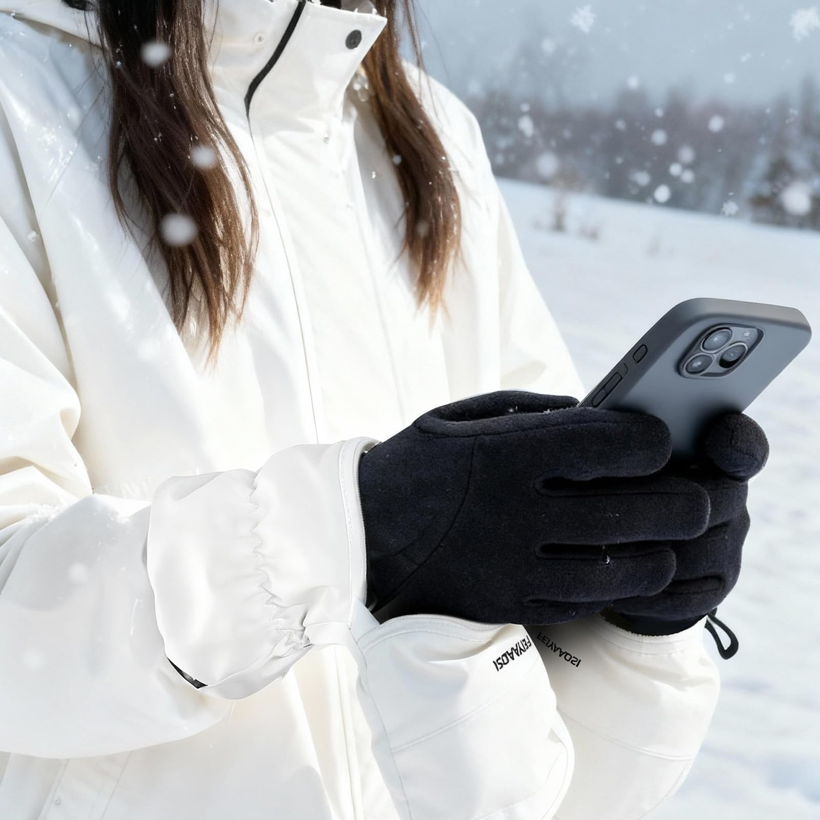Guanti Termici, muffole Moto Invernali, Guanti Touchscreen Presa Antiscivolo, per Sci, Corsa, Alpinismo, Snowboard, Ciclismo,[b] Black,S