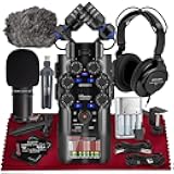 Zoom H6studio Handy Recorder, H6 Studio (H6S) 32-Bit Float Recording, F-Series Preamps, Gain Knobs, Large Mics, USB Audio Interface w/Tripod, Mic Muff, Podcast Mic Pack for Podcast Filmmaker Musician