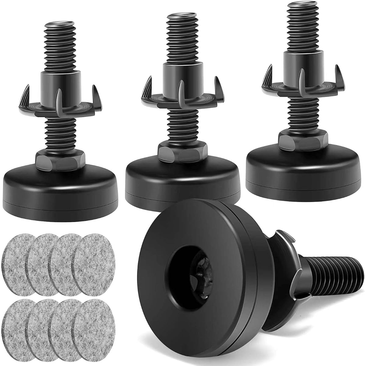 NANMOTUE - Pies niveladores ajustables para muebles, 3/8 pulgadas, niveladores de muebles de rosca UNC, pies niveladores ajustables para sillas de mesa, armarios, elevadores de sofá, 4 niveladores de