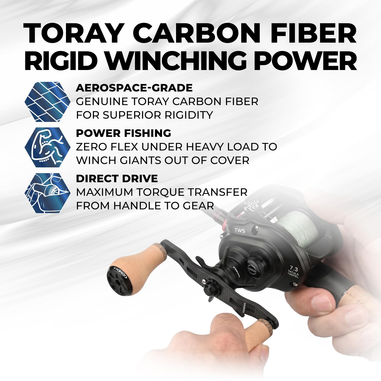 GOMEXUS Carbon Power Handle Compatible for Daiwa Tatula Coastal Lexa Shimano Curado SLX Tranx Abu Garcia Zata Revo Series Baitcasting Reel Handle 105mm : Sports & Outdoors