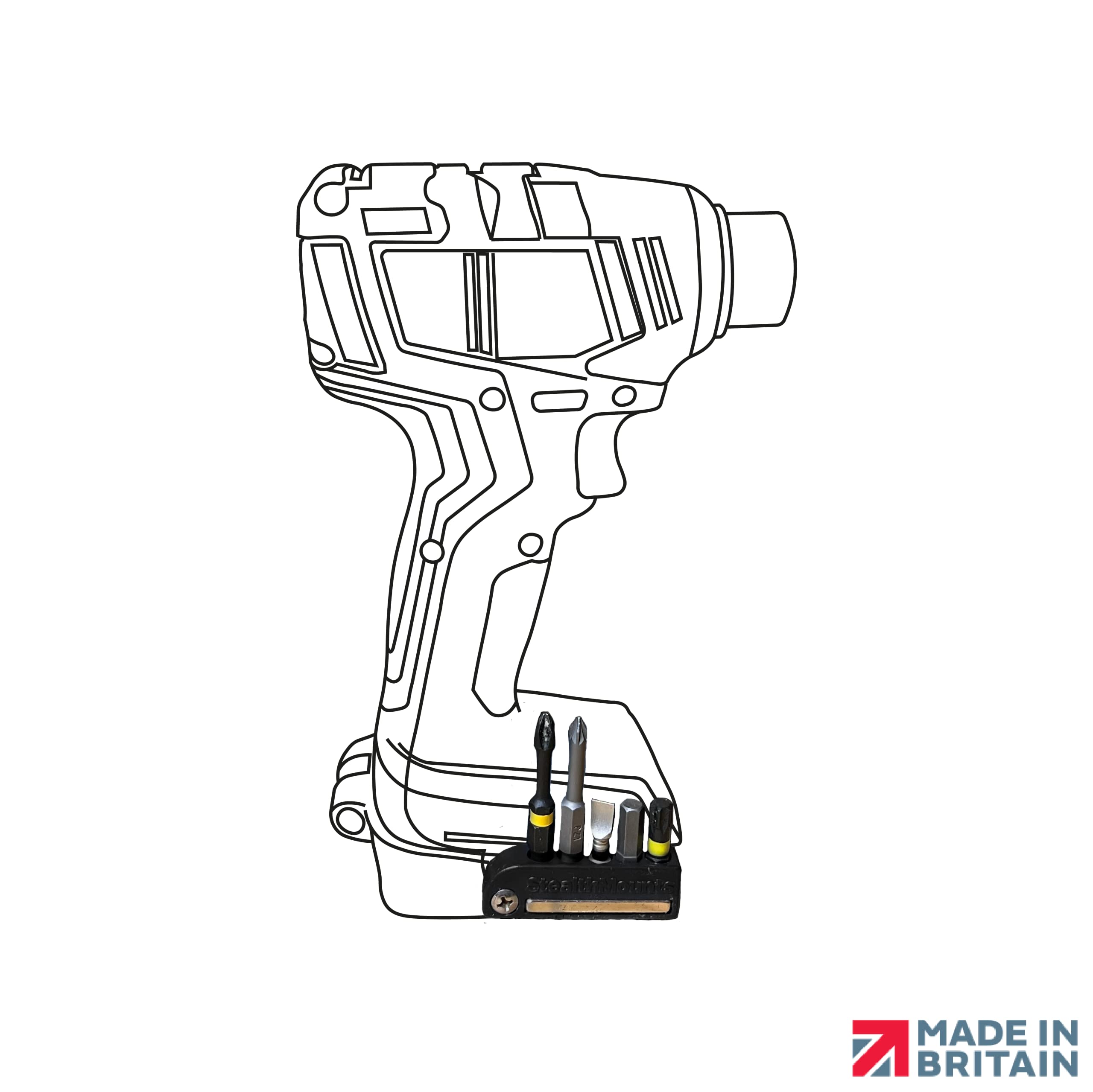 StealthMounts Bosch 18v Schwarz magnetischer Bit-Halter | Bit Organizer für Bohrer | Idealer Bit-Halter für Bosch 18v-Bohrer und -Schlagschrauber (2er Pack)