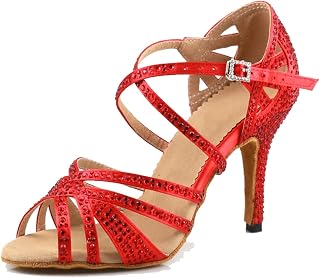 Sandalias de fiesta de boda para mujer, con puntera abierta, correa cruzada, diamantes de imitación, zapatos de baile latino