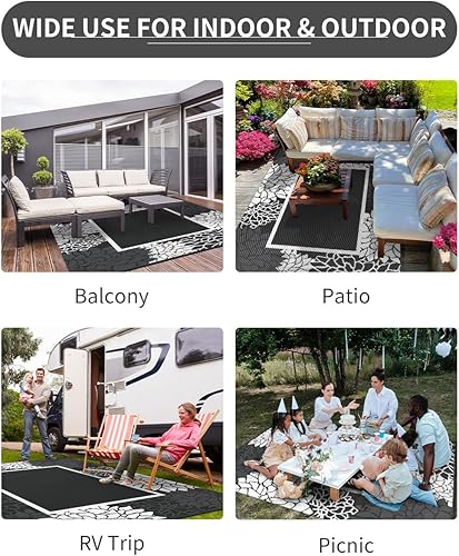 Miniatura 6 de COCOER Alfombra floral para exteriores, reversible, de secado rápido, de 6 x 9 pies, impermeable, para interiores y exteriores, para exteriores,